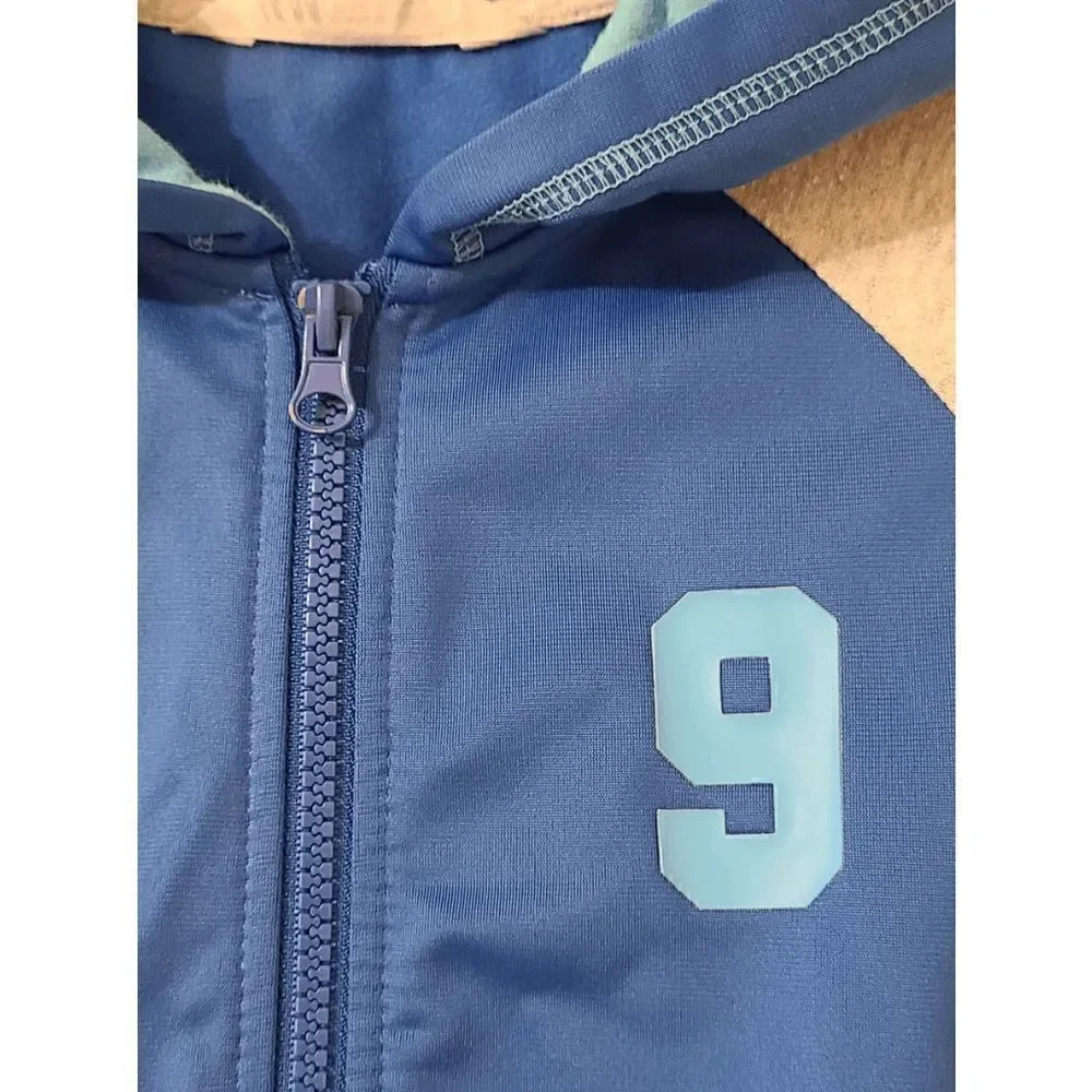 H&M Boy’s Blue Hooded Color Block Zip Closure Track Jacket Size 2-4YR